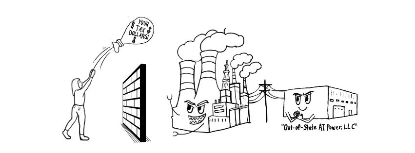 person throwing money over a wall at fossil fuel plants