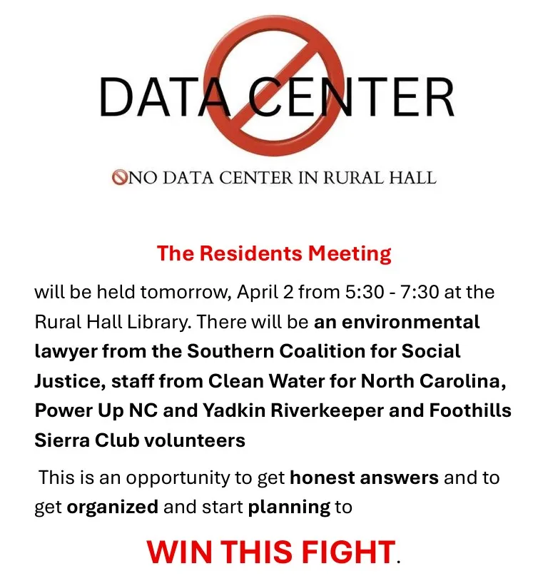 flyer opposing rural hall data center