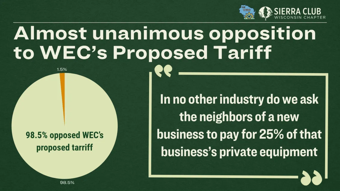 Almost unanimous opposition to WEC's proposed tariff