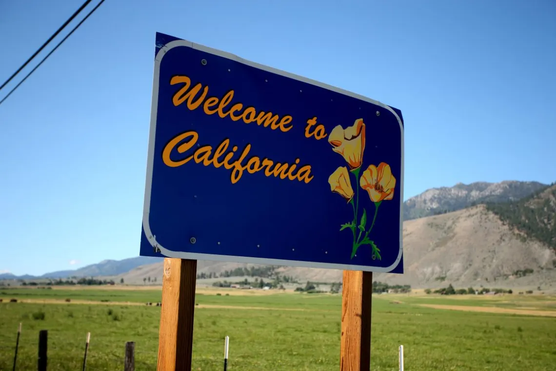 Welcome to California road sign