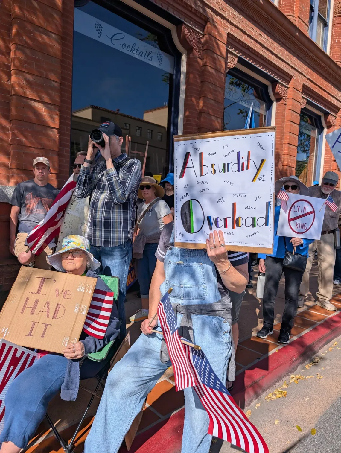 Marchers in San Luis Obispo at the No Kings 3 rally