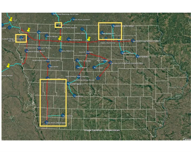 Changes to the proposed Summit CO2 route