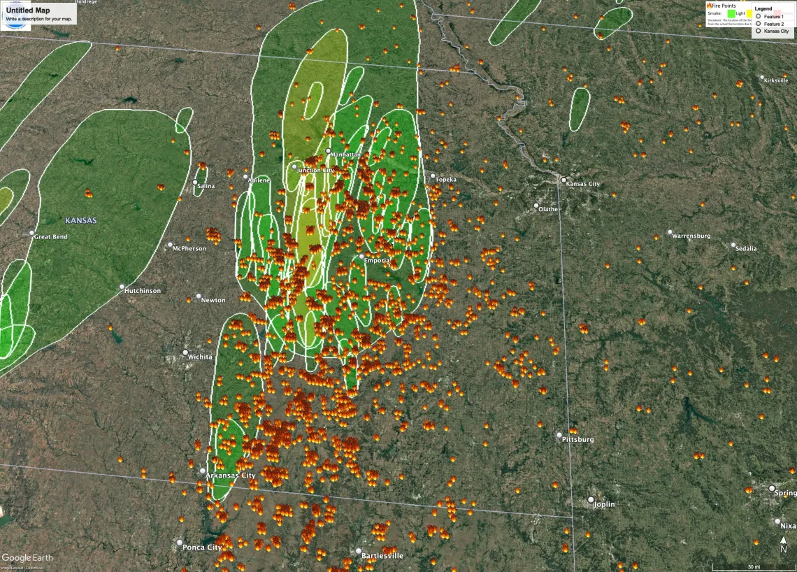 Map of 2026 Flint Hills Burn