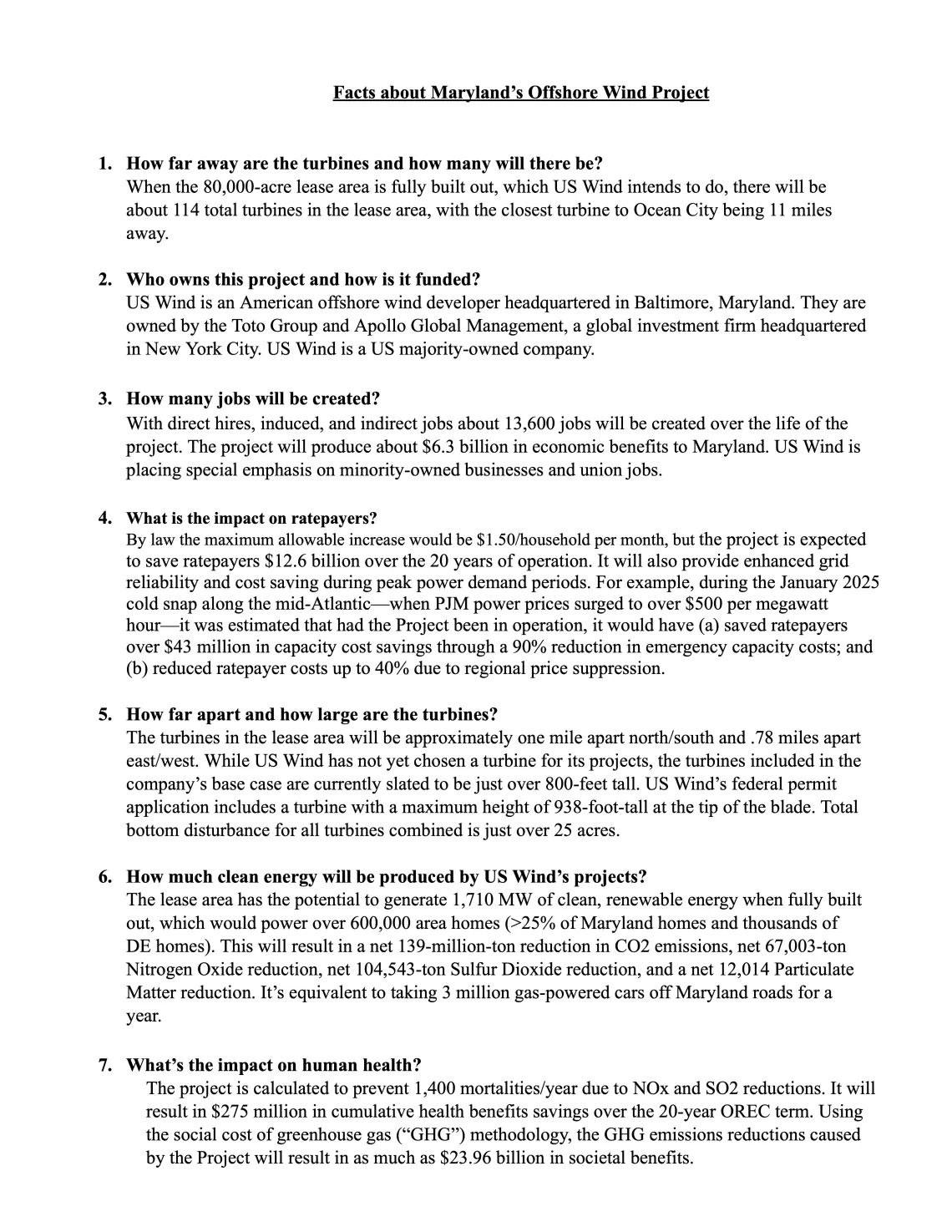 Facts About Off Shore Wind 1/2026