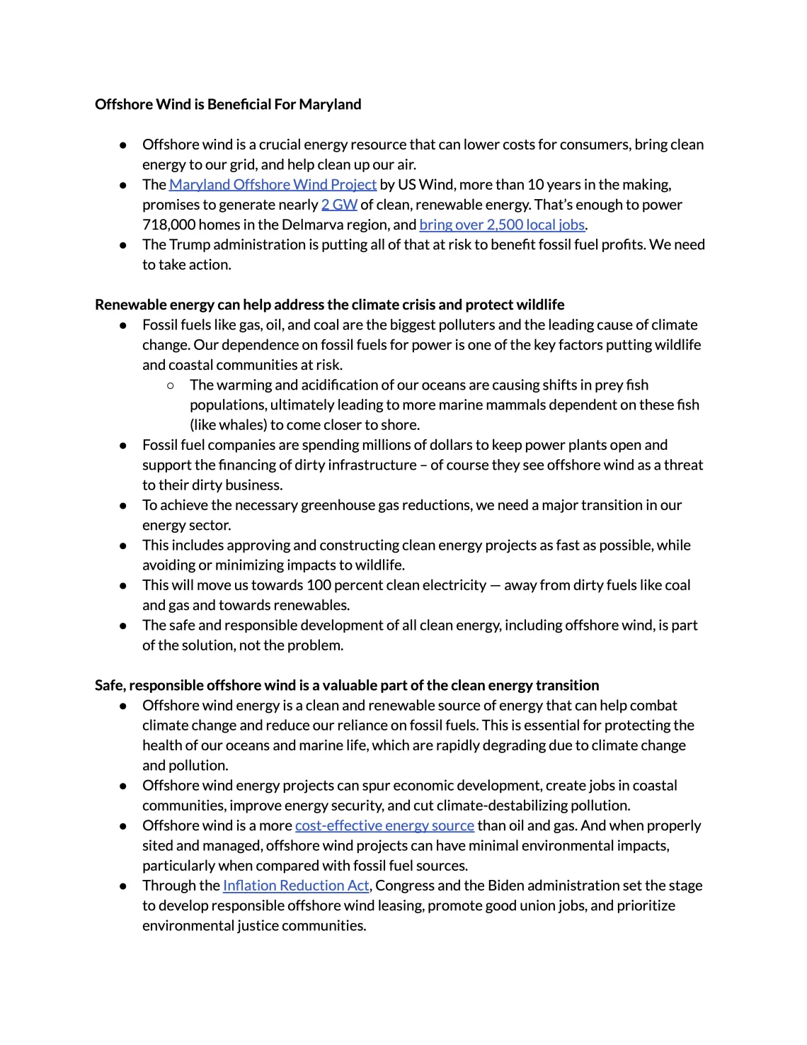 MD Off Shore Wind Fact Sheet