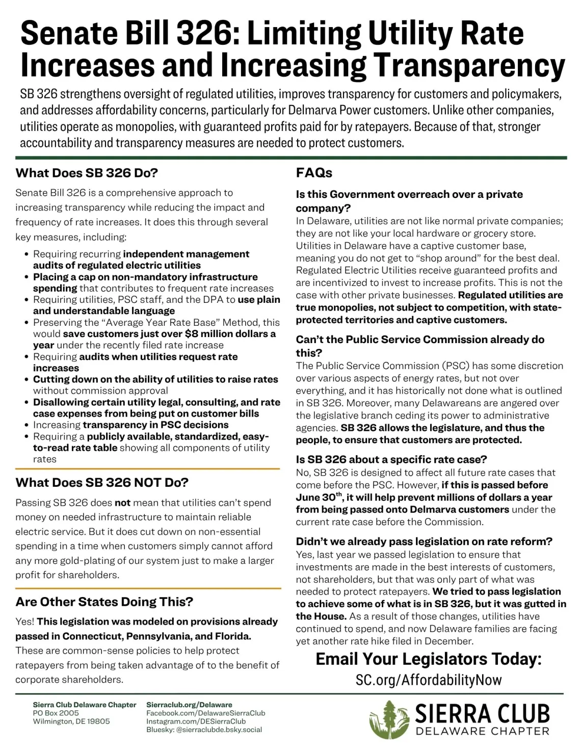 Fact Sheet for Senate Bill 326