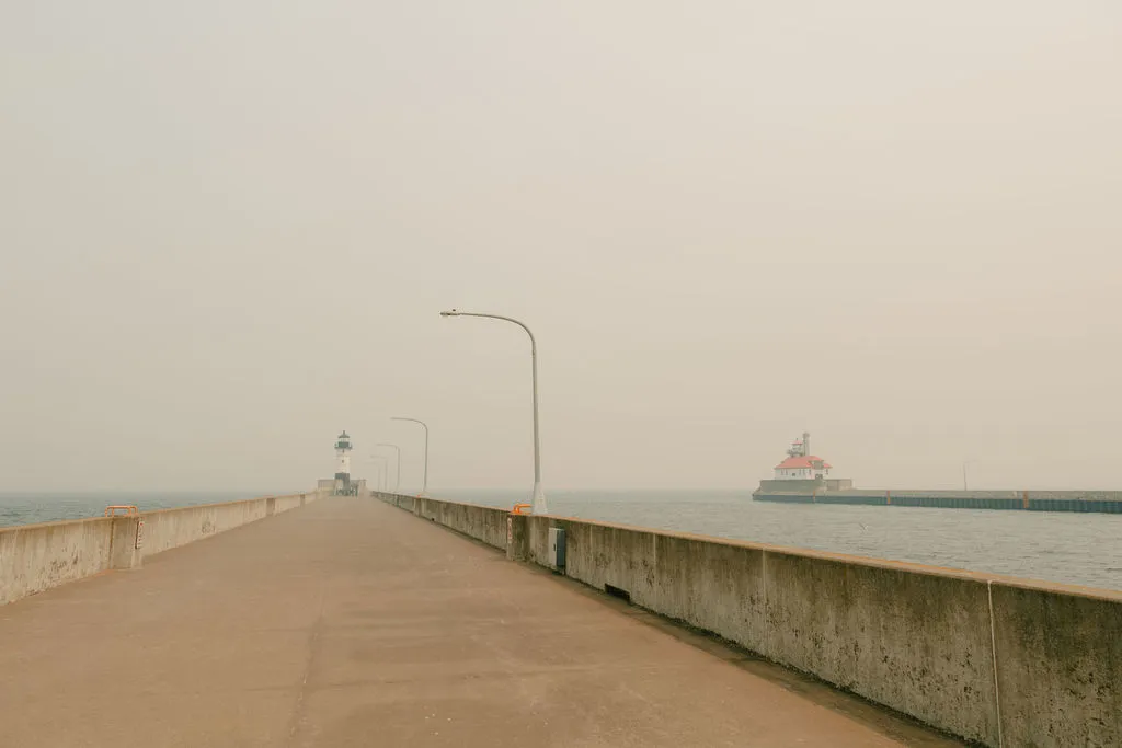 Lake Superior in Duluth, during the July 2026 hazardous air quality alert. Photo credit: Jesse Yeakle