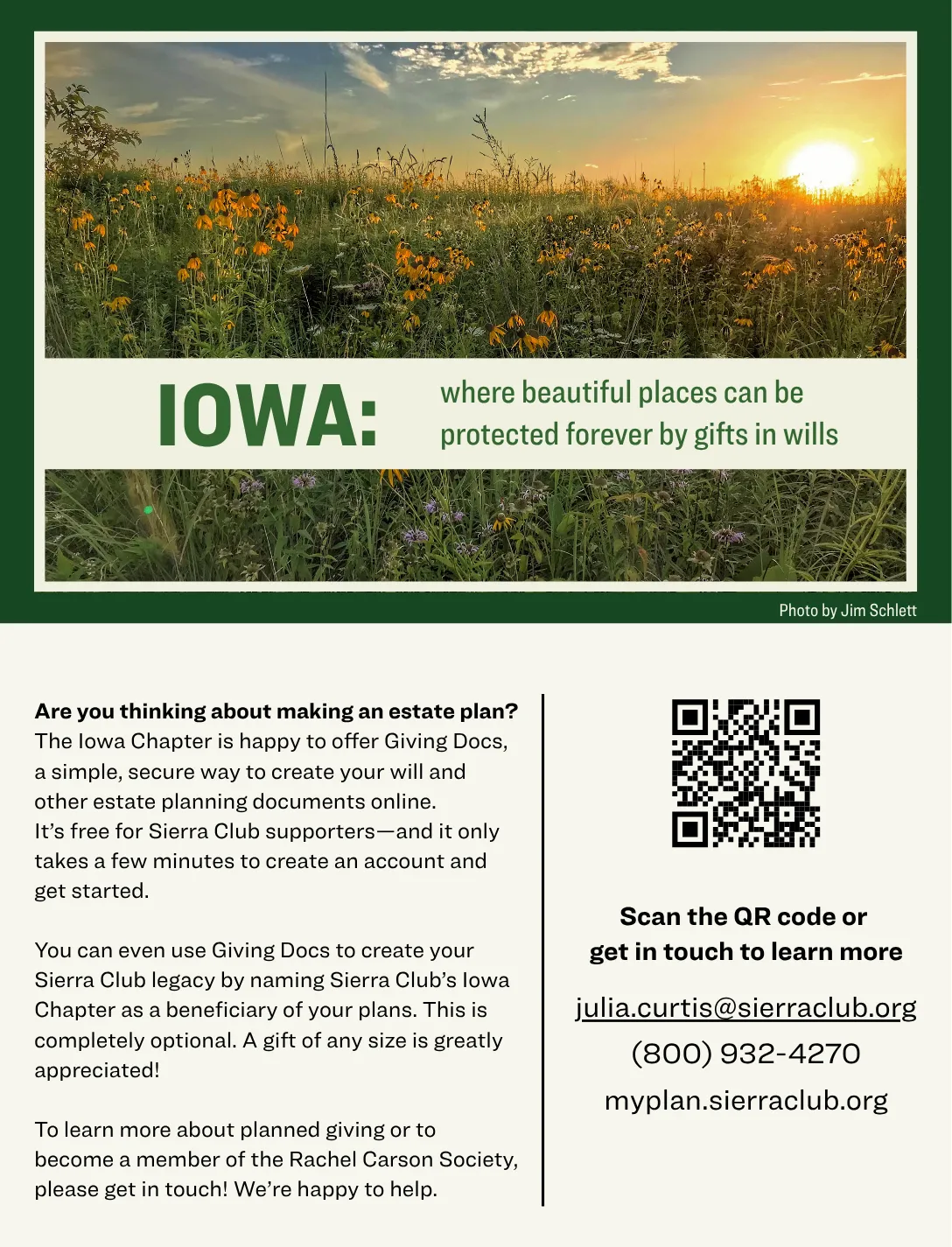 giving to the Iowa Chapter of the Sierra Club