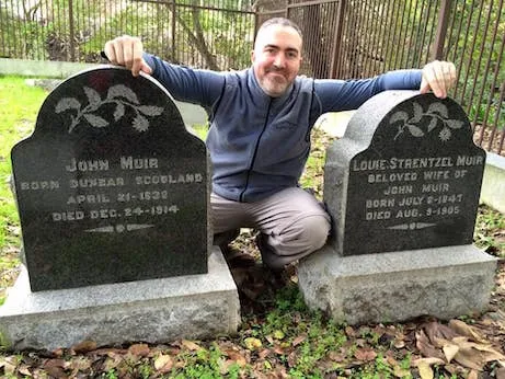 John Muir's great-great-grandson Robert Hanna is one of the family members who are allowed to enter the fenced area of the gravesite.