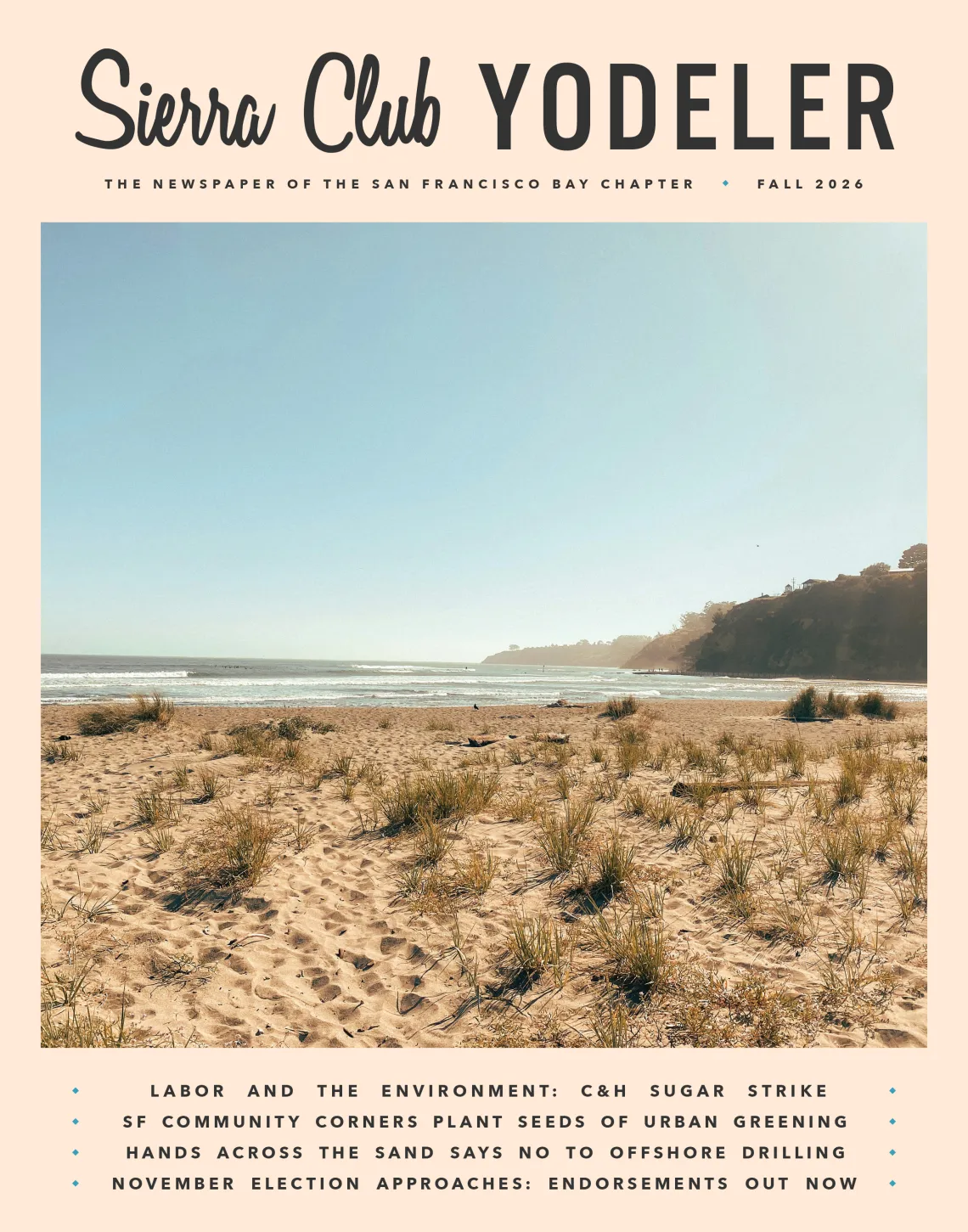 Fall 2026 Yodeler cover, Stinson Beach