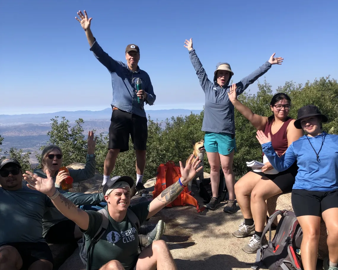 Members of the mountain group posing for a photo on Mill Peak. Photo by Karla Kellems.