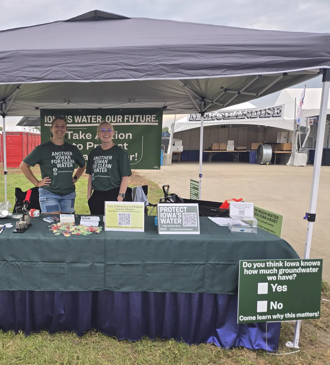 Jess Mazour and Briana Kouma tabling at the 2026 Iowa State Fair
