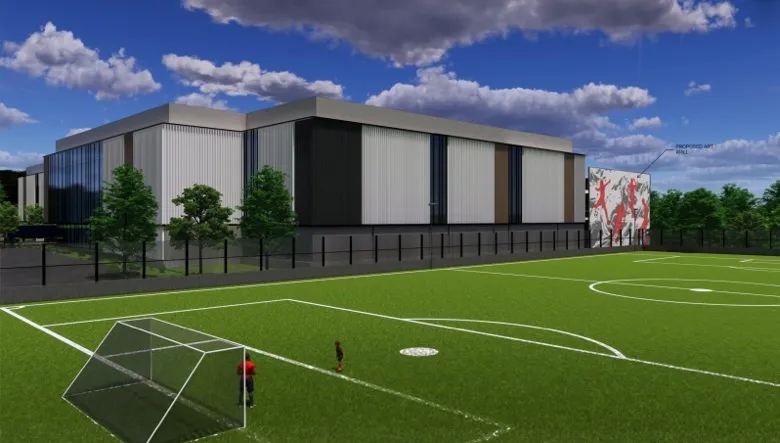 The proposed Tysons data centers near the current athletic field. Credit Kimley Horn