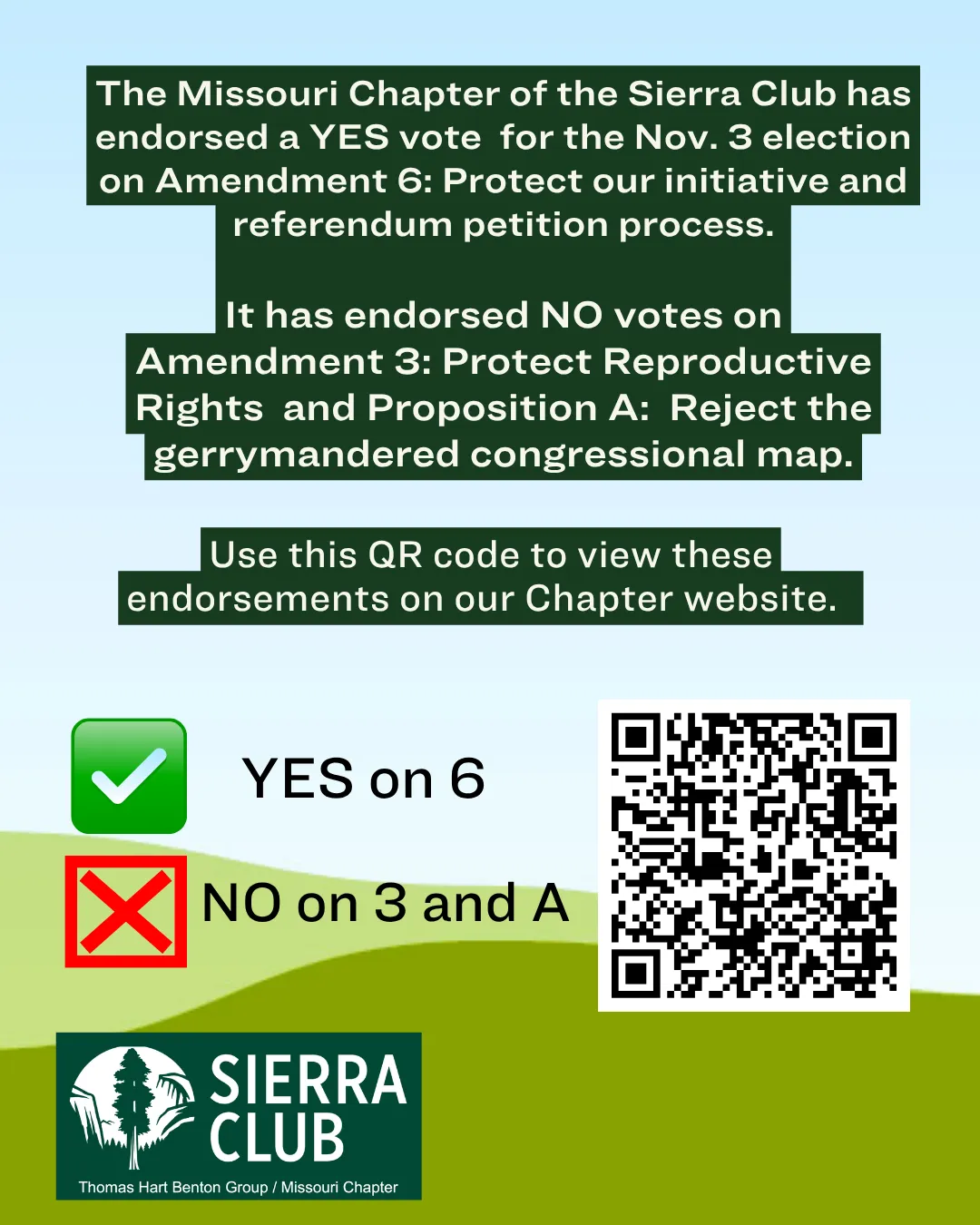 Graphic with QR Code leading to Mo Chapter Political Endorsements