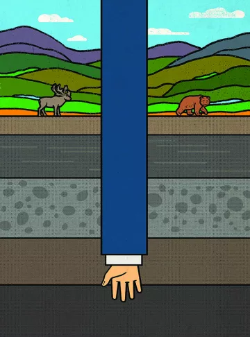 Illustration of hand reaching under the ground