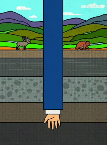 Illustration of hand reaching under the ground