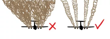 Illustration of two planes with different amounts of emissions
