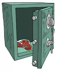 Illustration of meat in a safe