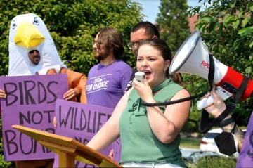 Olivia at protest