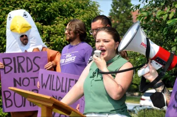 Olivia at protest