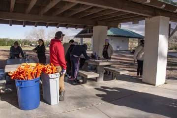 Get Outdoors Nevada had everything ready to go for the cleanup with fine work gloves, orange grabbers, buckets, and trash bags.