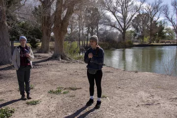 Get Outdoors Nevada staff, from left to right: Tayler Lundvall and Michaela Genova greet all the volunteers for the cleanup.