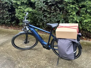 Gerry Kingsley's bike loaded with gear for errands