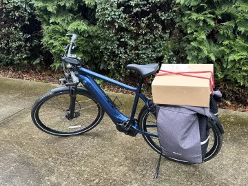 Gerry Kingsley's bike loaded with gear for errands