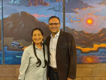 Moises Cisneros and Sec. Haaland smiling 