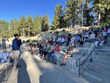 Evan Dreyer from Tahoe Lead presenting about his group to our attendees in August 2024. 