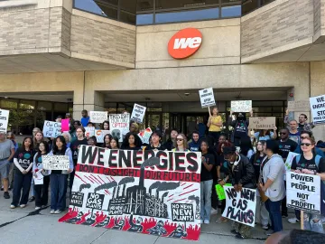 Protesters in front of We Energies