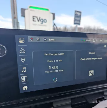 EV charging screen