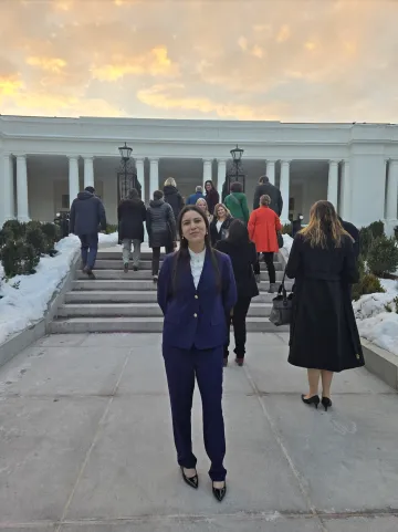 Andrea arriving at the Capitol