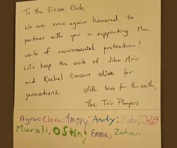 Tru Players thank you letter