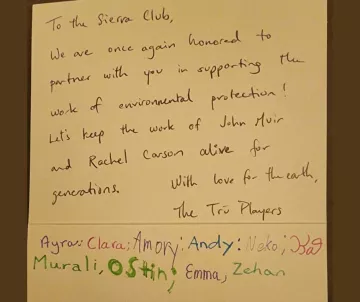 Tru Players thank you letter