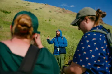 richard on hike talking about native plants