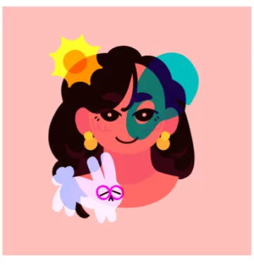 Picture of girl and rabbit in sunshine 