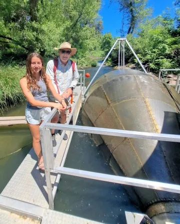 Helena at RCD Fish Monitoring station on Napa River