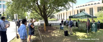 A wide angle shot shows viewers and participants at a June 26, 2025, news conference at the NC legislature