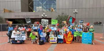 Group of Zero Burn Coalition members at Hennepin County Government Center