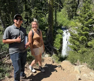 Hug  High Campers at Waterfall