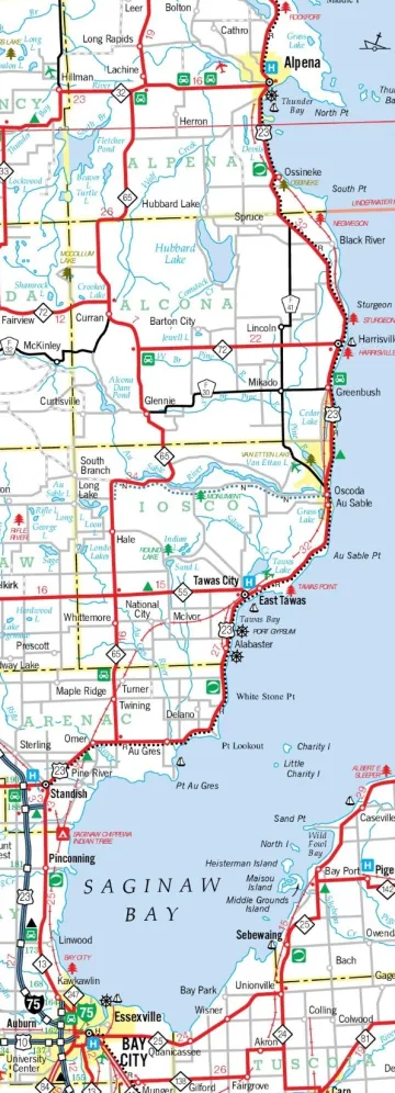 Map of Michigan's lower peninsula - north east section