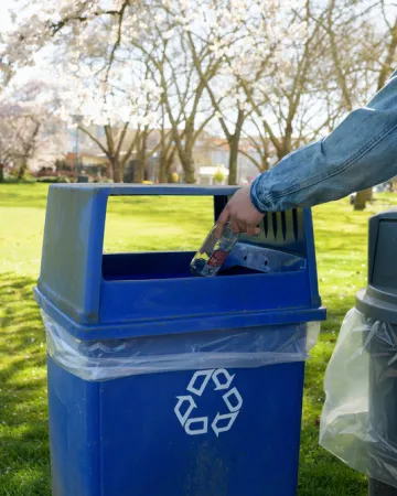 Blue recycling bin photo by Chrona Kasinger for The Luupe