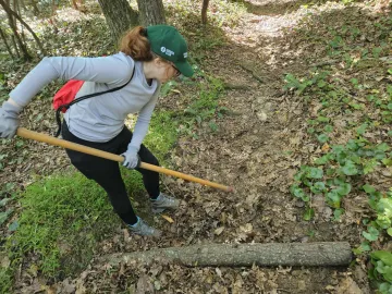 angela working on the trail