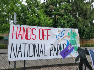 Parks Poster from Hands Off rally, Vancouver
