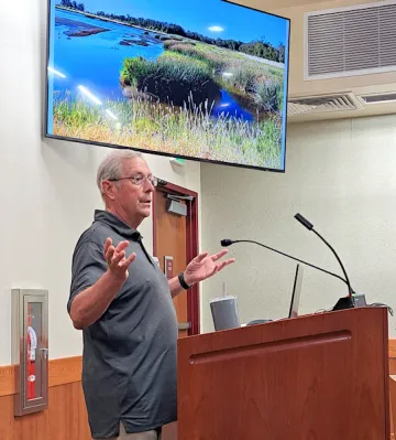 M. Stevenson presenting to city council