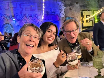 People eating dessert