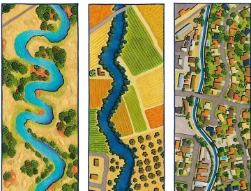 Development of a landscape. Fiber art representation