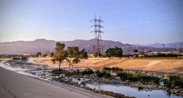 LA River with mountains