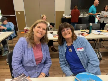 Photo of Kathy Oberg and Janine Rands at the September General Meeting